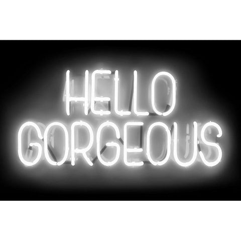Neon Hello Gorgeous WB Gold Ornate Wood Framed Art Print with Double Matting by Carr, Hailey