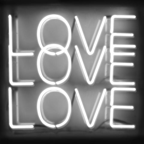 Neon Love Love Love WB White Modern Wood Framed Art Print with Double Matting by Carr, Hailey