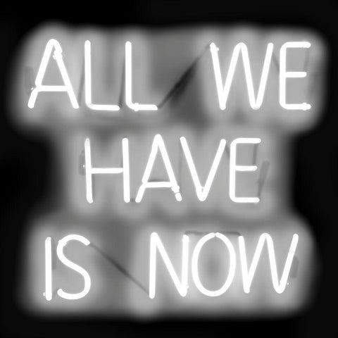 Neon All We Have Is Now WB Gold Ornate Wood Framed Art Print with Double Matting by Carr, Hailey