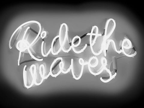 Neon Ride The Waves WB Black Ornate Wood Framed Art Print with Double Matting by Carr, Hailey