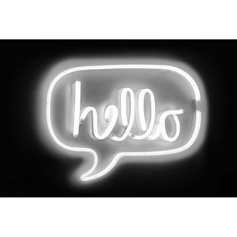 Neon Hello WB White Modern Wood Framed Art Print by Carr, Hailey