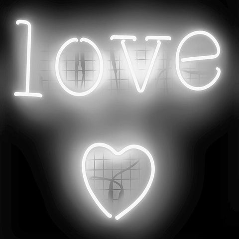 Neon Love Heart WB White Modern Wood Framed Art Print by Carr, Hailey