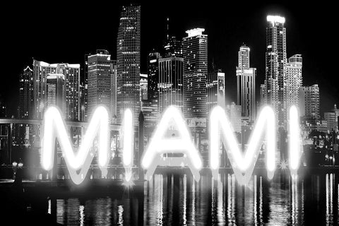 Neon Miami WB White Modern Wood Framed Art Print with Double Matting by Carr, Hailey