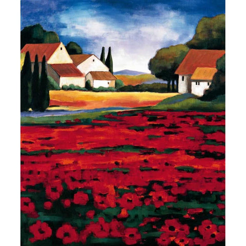 Poppy Field I White Modern Wood Framed Art Print by Clarke, Janine