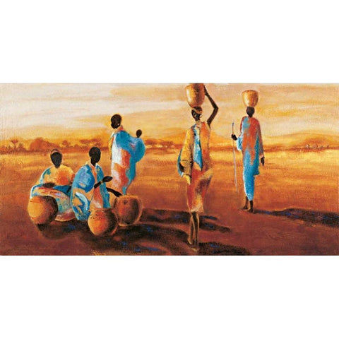 Apres-midi en Afrique White Modern Wood Framed Art Print by Beaumont, Jaques