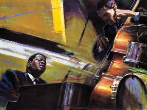 Trio Black Ornate Wood Framed Art Print with Double Matting by Kam, Jin G.