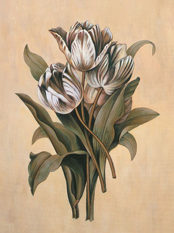 Tulips I Black Ornate Wood Framed Art Print with Double Matting by Deveraux, Jill