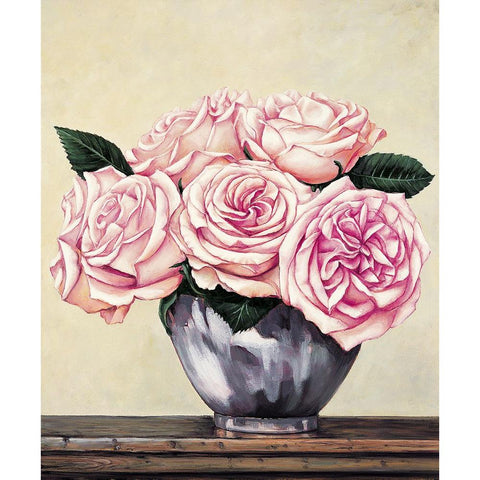 Pink Roses II Gold Ornate Wood Framed Art Print with Double Matting by Deveraux, Jill