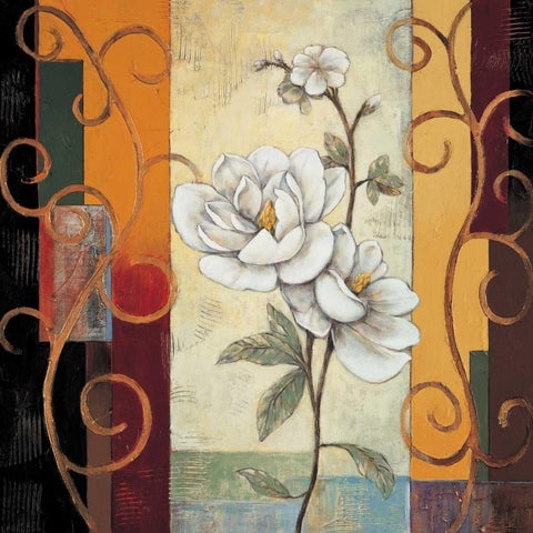 Magnolia Gold Ornate Wood Framed Art Print with Double Matting by Deveraux, Jill