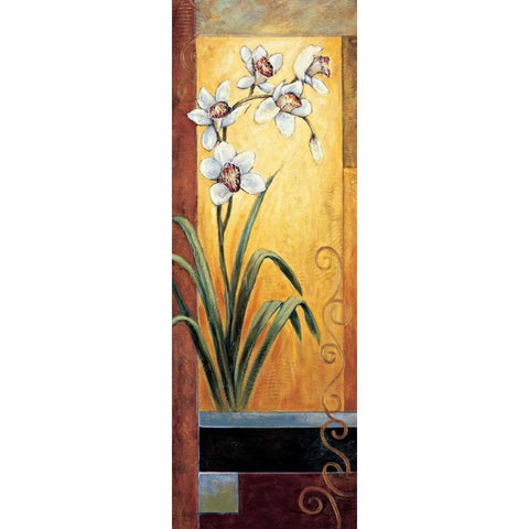 Orchid White Modern Wood Framed Art Print by Deveraux, Jill