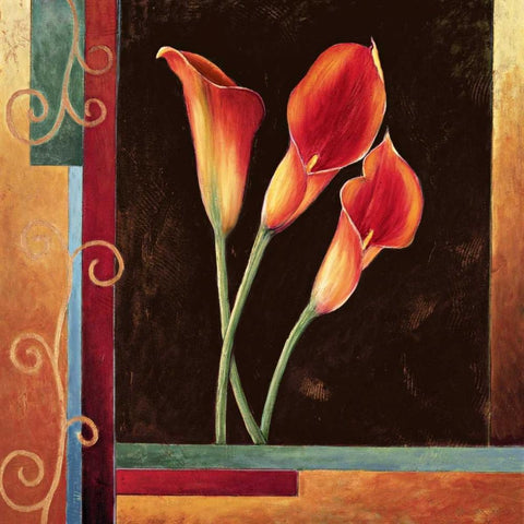 Orange Callas White Modern Wood Framed Art Print by Deveraux, Jill