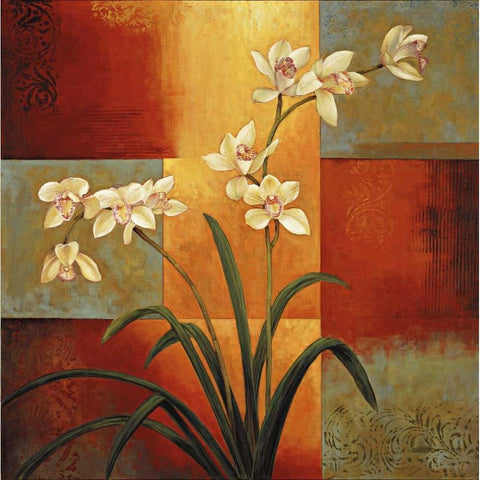 White Orchid Gold Ornate Wood Framed Art Print with Double Matting by Deveraux, Jill