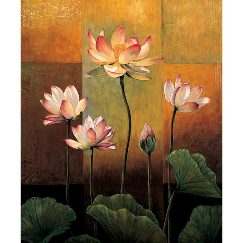 Lotus Gold Ornate Wood Framed Art Print with Double Matting by Deveraux, Jill
