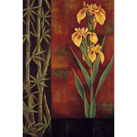 Yellow Iris White Modern Wood Framed Art Print by Deveraux, Jill