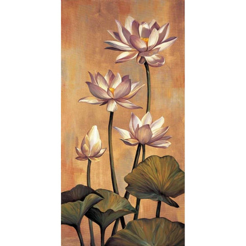 White Lotus Gold Ornate Wood Framed Art Print with Double Matting by Deveraux, Jill