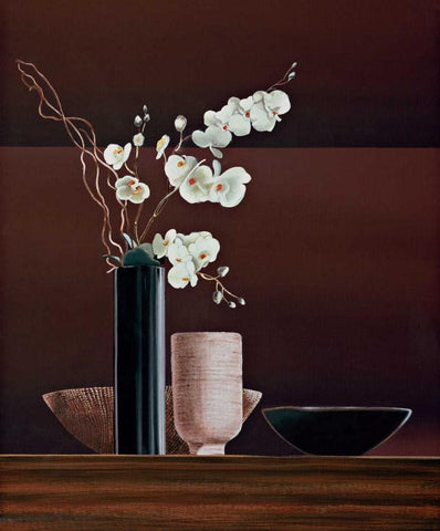 Ikebana I Black Ornate Wood Framed Art Print with Double Matting by Ross, Yuki