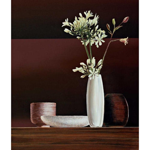 Ikebana II Black Modern Wood Framed Art Print with Double Matting by Ross, Yuki