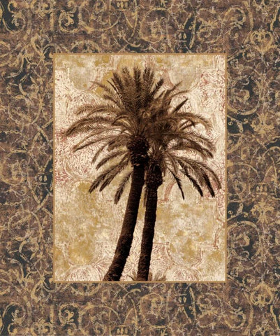 Palm Collage I White Modern Wood Framed Art Print with Double Matting by Seba, John