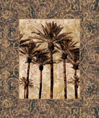 Palm Collage II White Modern Wood Framed Art Print with Double Matting by Seba, John