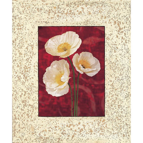 Poppies Gold Ornate Wood Framed Art Print with Double Matting by Seba, John