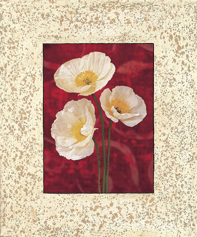 Poppies White Modern Wood Framed Art Print with Double Matting by Seba, John