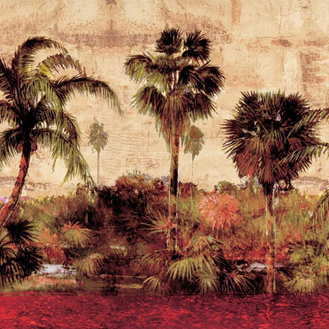 Palmas II Black Modern Wood Framed Art Print by Seba, John