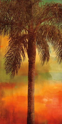 Sunset Palms I Black Ornate Wood Framed Art Print with Double Matting by Seba, John