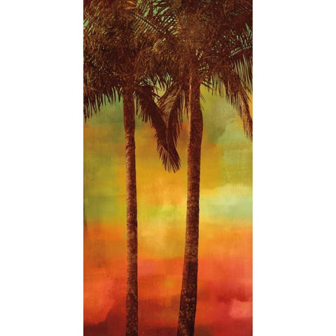 Sunset Palms II White Modern Wood Framed Art Print by Seba, John