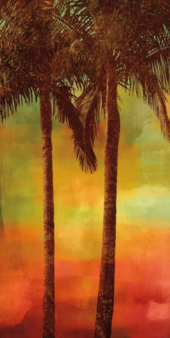 Sunset Palms II Black Ornate Wood Framed Art Print with Double Matting by Seba, John