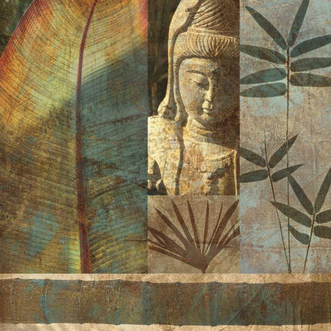 Palm Garden I White Modern Wood Framed Art Print by Seba, John