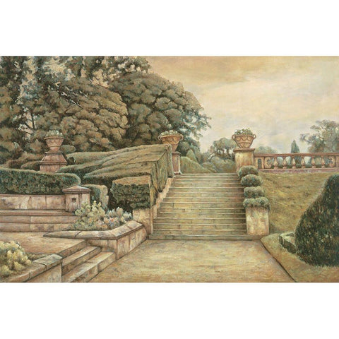 Steps to the Garden I Gold Ornate Wood Framed Art Print with Double Matting by Collins, Isabelle