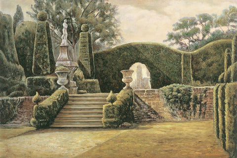 Steps to the Garden II Black Ornate Wood Framed Art Print with Double Matting by Collins, Isabelle