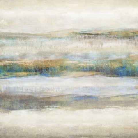 Linear Motion Aqua White Modern Wood Framed Art Print with Double Matting by Blake, Jaden