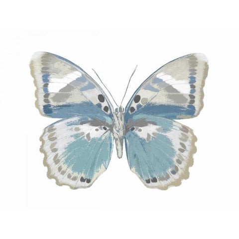 Butterfly in Green and Indigo Gold Ornate Wood Framed Art Print with Double Matting by Bosco, Julia