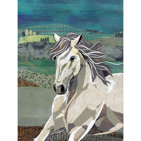 White Horse Freedom White Modern Wood Framed Art Print by McGee, Jenny