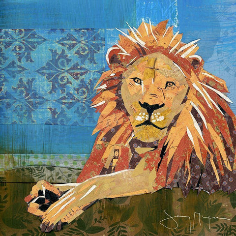 Lion Pride White Modern Wood Framed Art Print with Double Matting by McGee, Jenny