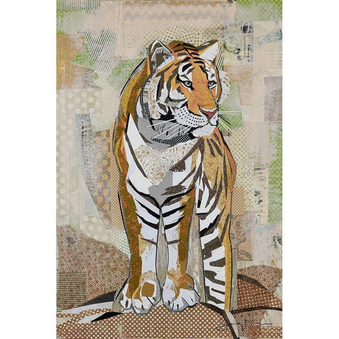 Tiger Strength White Modern Wood Framed Art Print by McGee, Jenny