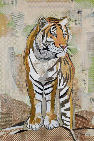 Tiger Strength Black Ornate Wood Framed Art Print with Double Matting by McGee, Jenny