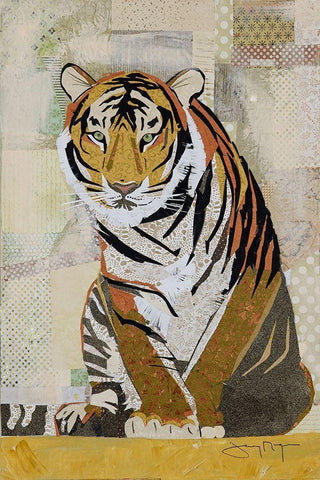 Tiger Perseverance White Modern Wood Framed Art Print with Double Matting by McGee, Jenny