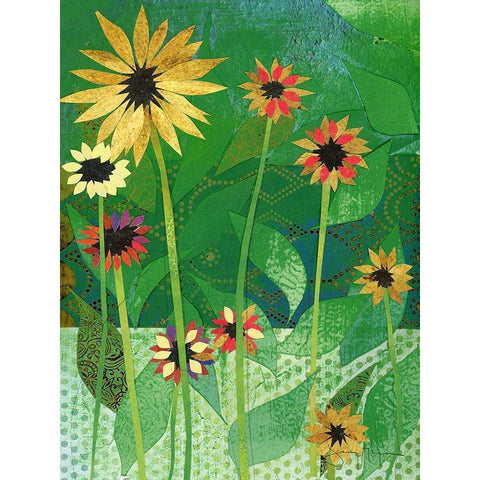 Sunflowers Gold Ornate Wood Framed Art Print with Double Matting by McGee, Jenny