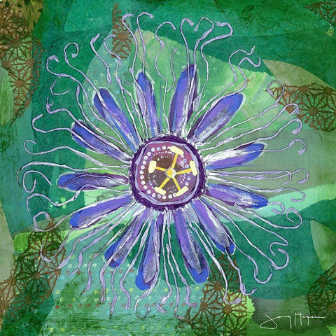 Passion Flower I Black Ornate Wood Framed Art Print with Double Matting by McGee, Jenny