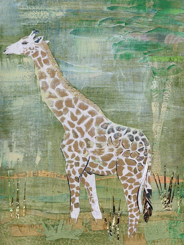 Majestic Giraffe White Modern Wood Framed Art Print with Double Matting by McGee, Jenny