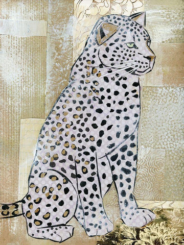 Leopard Beauty White Modern Wood Framed Art Print with Double Matting by McGee, Jenny