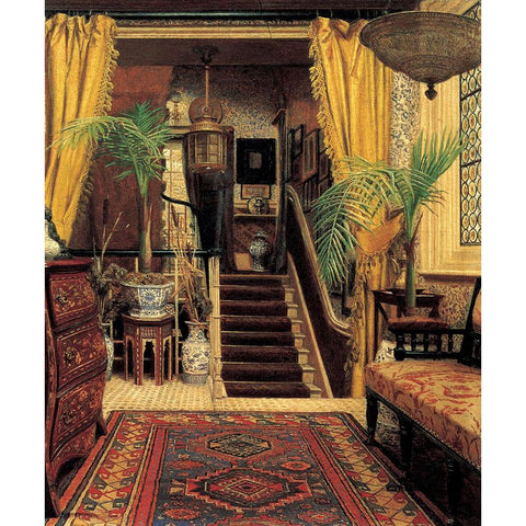 The hallway Gold Ornate Wood Framed Art Print with Double Matting by Hayllar, Jessica