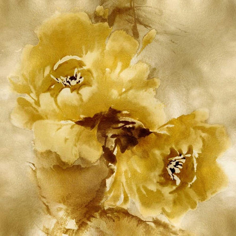 Flower Bloom on Gold II White Modern Wood Framed Art Print by Stevens, Jesse