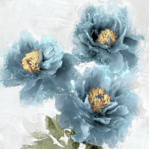 Blue Bloom II Black Modern Wood Framed Art Print with Double Matting by Stevens, Jesse