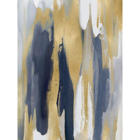 Converge Blue and Gold III Black Modern Wood Framed Art Print with Double Matting by Hanson, Jackie