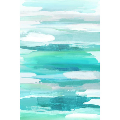 Glide Aqua White Modern Wood Framed Art Print by Hanson, Jackie