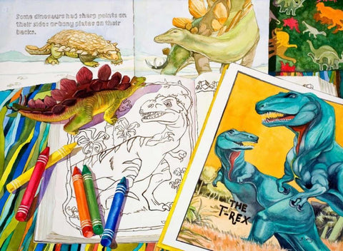 Colorasaurs Black Ornate Wood Framed Art Print with Double Matting by Koenig, Judy