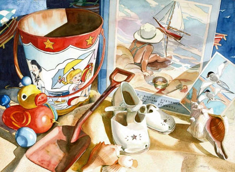 Lazy Daze Black Ornate Wood Framed Art Print with Double Matting by Koenig, Judy